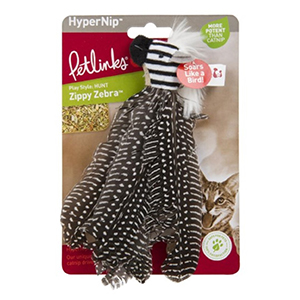 Toy Cat Zippy Zebra Feathers