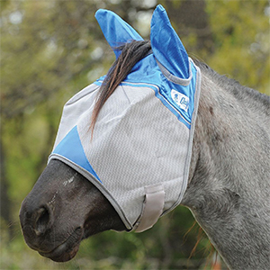Fly Mask Stnd Blue Ears Horse