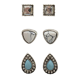 Earrings Stud 3pk Crystals