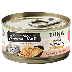 Fussie Cat Tuna Prawn Grvy 2.8oz