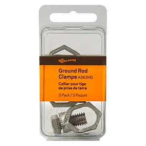 Clamp Ground Rod Galv 3pk